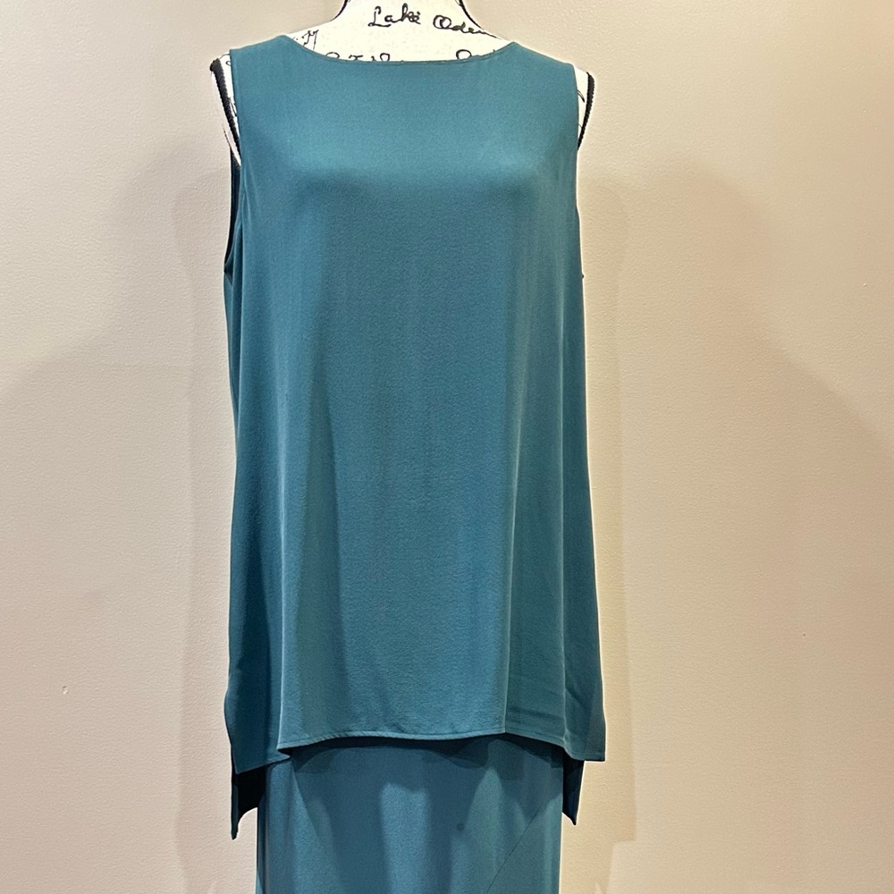 Silk Georgette Crepe Ballet Neck Long Tank